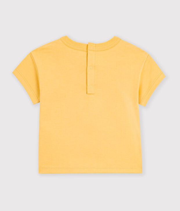 Camiseta lisa de algod&oacute;n de manga corta con estampado para beb&eacute; amarillo