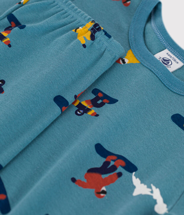 Pijama de algod&oacute;n snowboard para ni&ntilde;o/ni&ntilde;a azul/multicolor