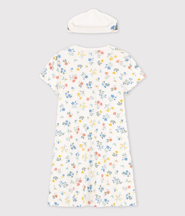 Camis&oacute;n de algod&oacute;n de manga corta con flores para ni&ntilde;a blanco/multicolor