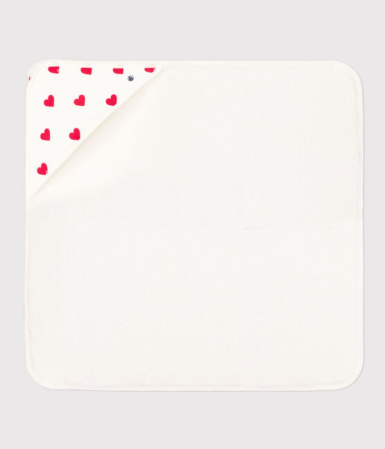 Capa de baño de algodón con corazones blanco MARSHMALLOW/rojo TERKUIT