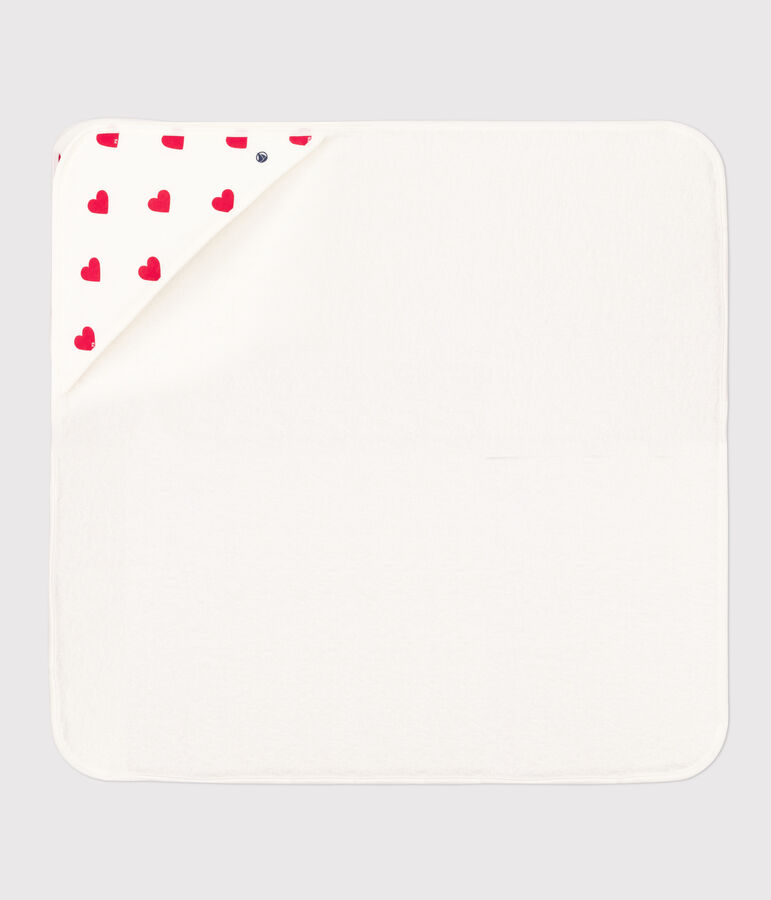 Capa de ba&ntilde;o de algod&oacute;n con corazones blanco MARSHMALLOW/rojo TERKUIT