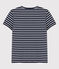 Camiseta de algodón LE CLASSIQUE con cuello de pico para mujer azul SMOKING/blanco MARSHMALLOW