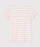 Camiseta de manga corta de algodón de niña blanco MARSHMALLOW/rosa MINOIS
