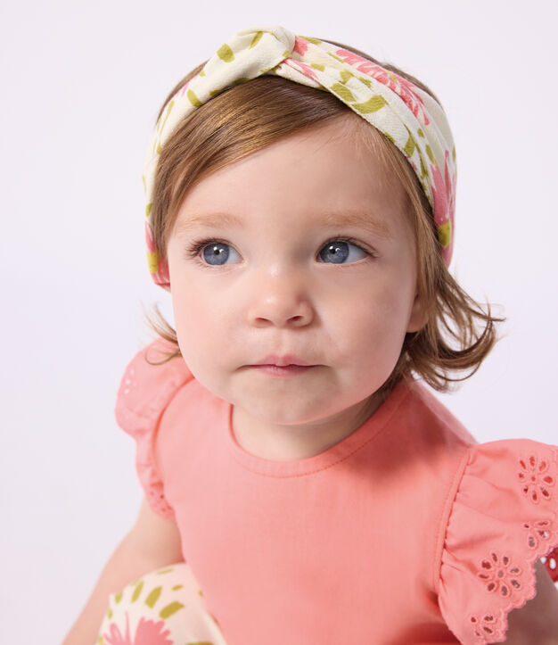 Cinta de crep&eacute; con estampado de flores para beb&eacute; ni&ntilde;a blanco/multicolor