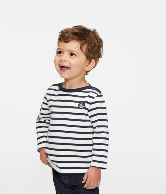 Jersey marinero emblemático para bebé unisex beige COQUILLE/azul SMOKING