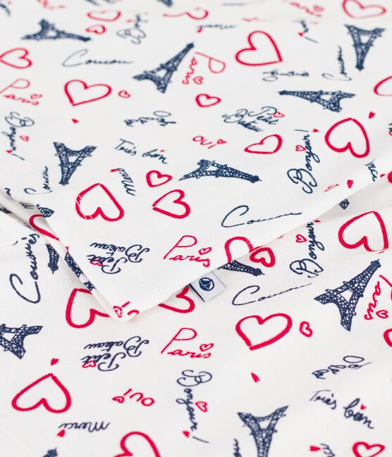 Pijama infantil corto de algodón con estampado de París blanco MARSHMALLOW/blanco MULTICO