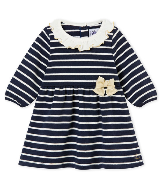 Vestido marinero para bebé niña azul SMOKING/blanco MARSHMALLOW