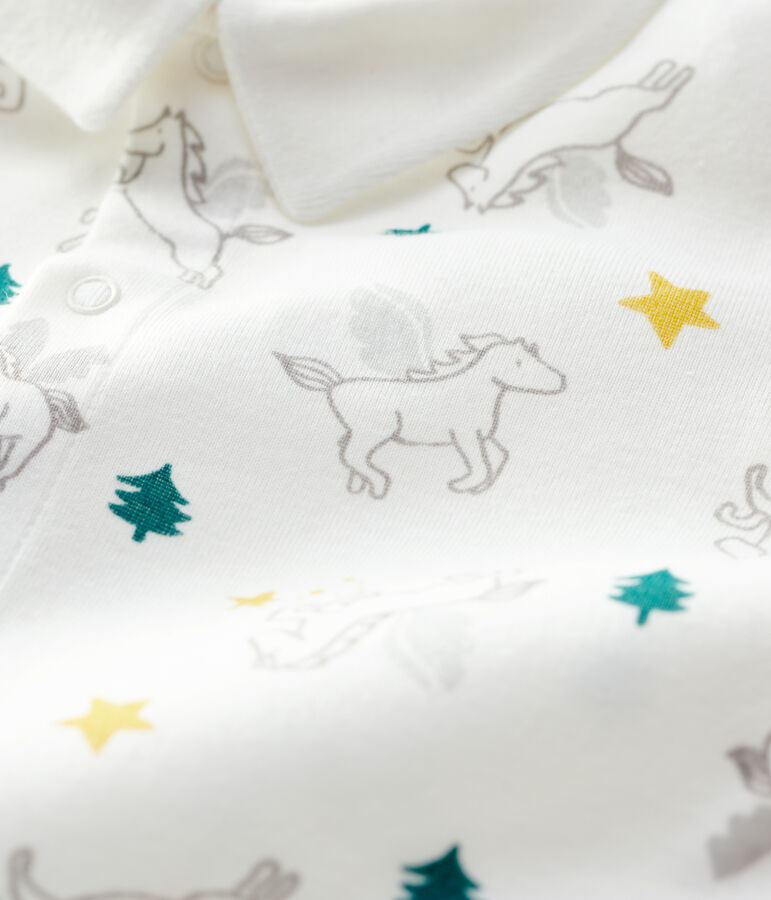 Pelele sin pies con cuello de beb&eacute; de algod&oacute;n blanco MARSHMALLOW/blanco MULTICO