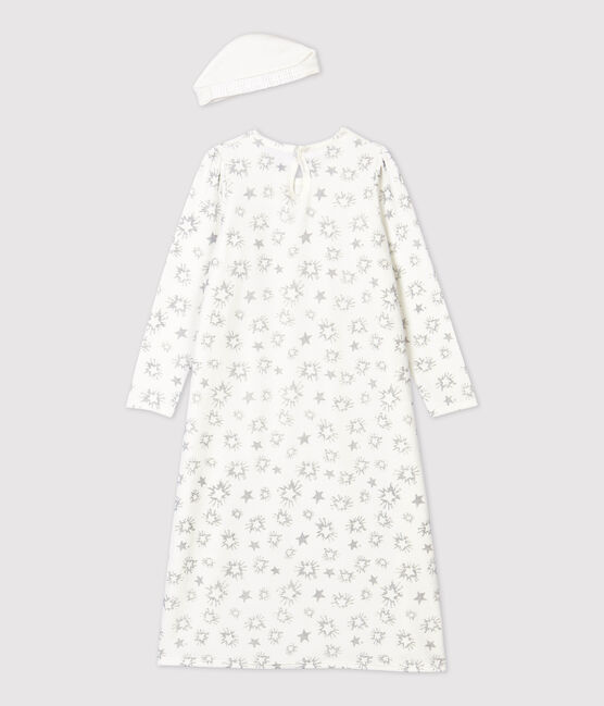 Camisón de princesa de niña de terciopelo blanco MARSHMALLOW/gris ARGENT