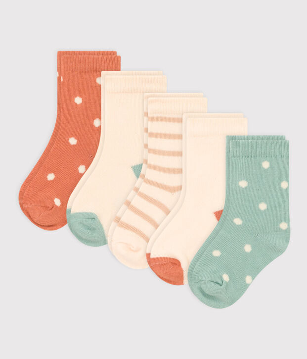 Juego de 5 pares de calcetines de lunares para beb&eacute; multicolor
