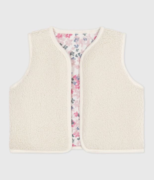 Chaleco estampado de popelina de algod&oacute;n y borreguito para beb&eacute; crudo/multicolor