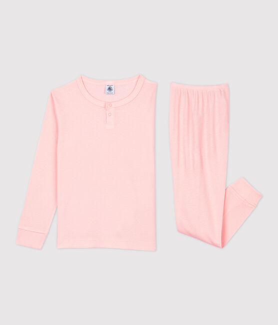 Pijama liso de niña/niño algodón y lyocell rosa MINOIS