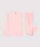 Pijama liso de niña/niño algodón y lyocell rosa MINOIS