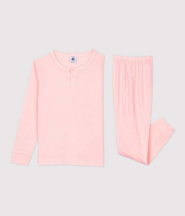 Pijama liso de ni&ntilde;a/ni&ntilde;o algod&oacute;n y lyocell rosa