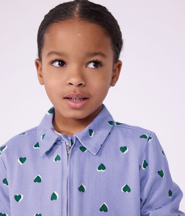 Mono infantil de algod&oacute;n con estampado de corazones violeta/multicolor