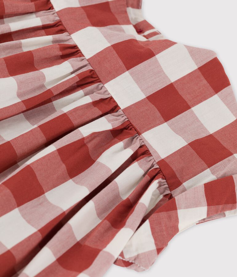 Vestido de popelina de Vichy para beb&eacute; marron/crudo