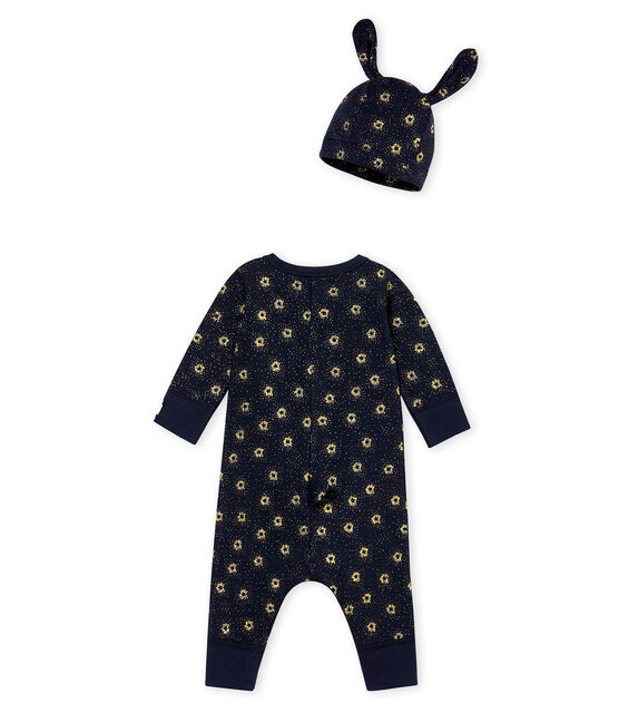 Pelele y gorrito para bebé niño azul SMOKING/amarillo DORE