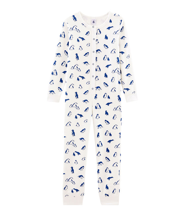 Buzo largo unisex de toalla de rizo picada muy c&aacute;lido blanco/azul