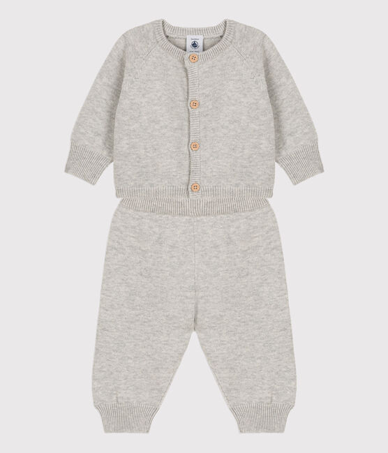 Conjunto de 2 prendas de bebé de tejido de punto de lana y algodón gris BELUGA CHINE
