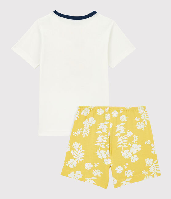 Pijama corto con ola de algodón de niño blanco MARSHMALLOW/ ORGE
