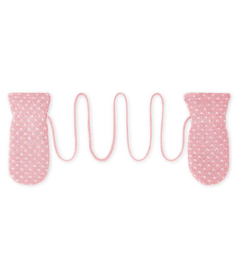 Manopla para beb&eacute; unisex con forro polar rosa/blanco