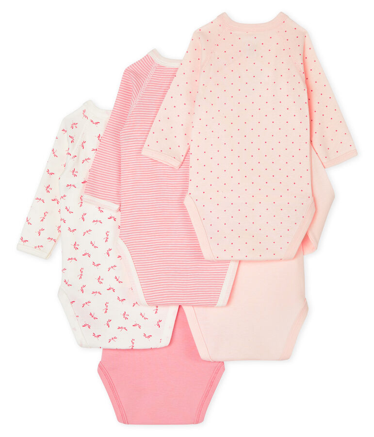 Lote de 5 bodies de nacimiento de manga larga para beb&eacute; multicolor