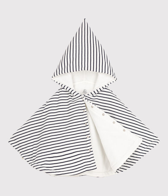 Capa de algodón con capucha y rayas marineras para bebé blanco MARSHMALLOW/azul SMOKING