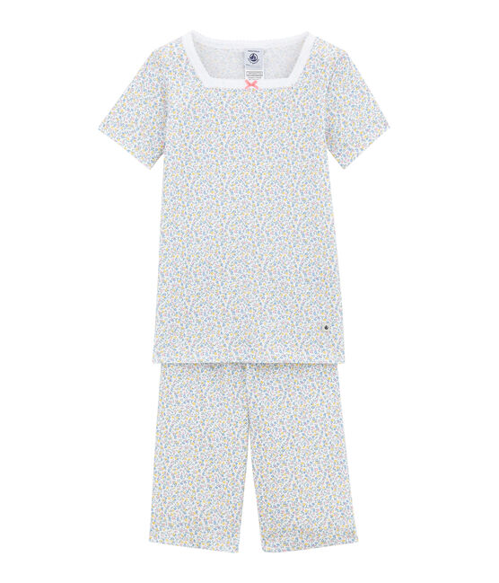 Pijama corto para niña de corte ajustado blanco ECUME/blanco MULTICO