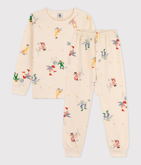 Pijama fosforescente de muletón de niña/niño blanco AVALANCHE/ MULTICO