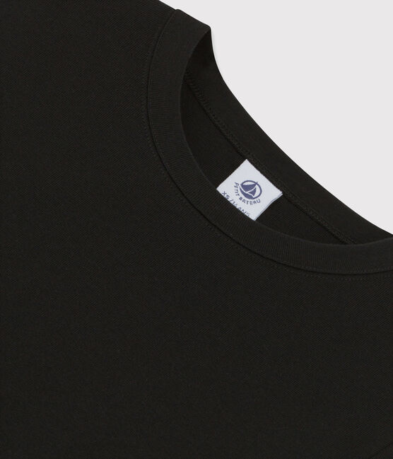 Camiseta de cuello redondo emblemática de algodón de mujer negro NOIR