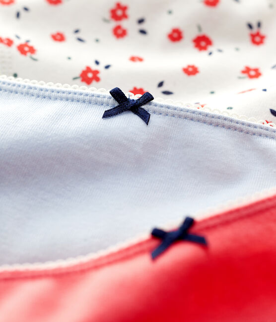 Juego de 3 braguitas con estampado de flores de niña de algodón orgánico variante 1