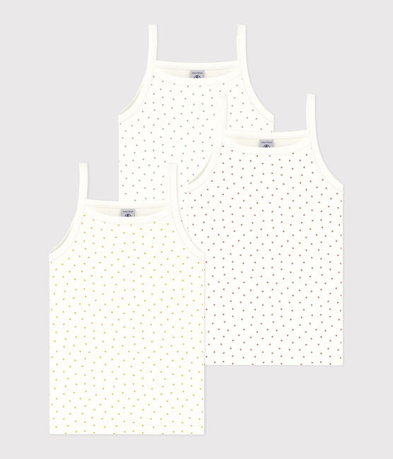Juego de 3 camisetas de tirantes de algodón con corazoncitos para niña variante 1