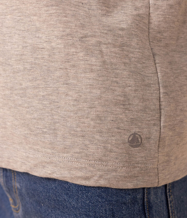 Camiseta de algod&oacute;n con cuello vuelto para mujer gris