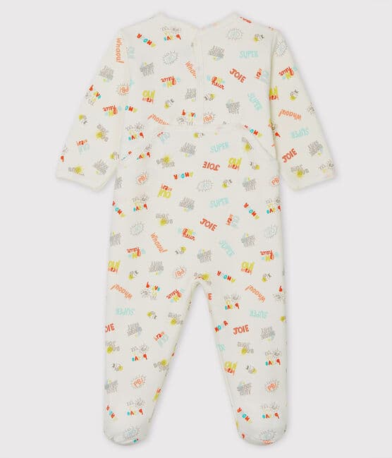 Pijama de muletón para bebé blanco MARSHMALLOW/blanco MULTICO