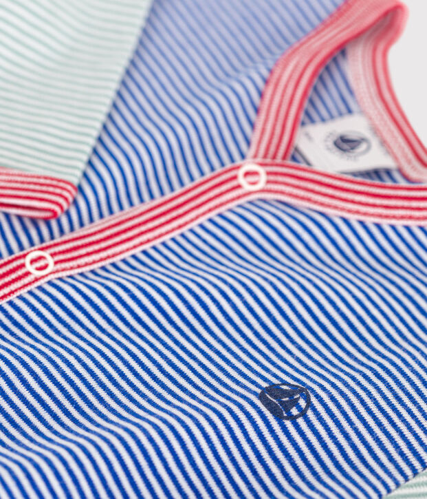 Pijama sin pies de algod&oacute;n a rayas para beb&eacute; azul/blanco