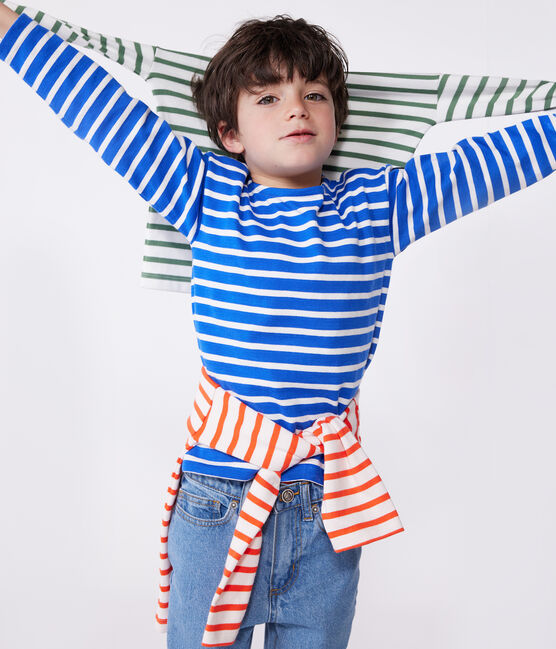 Marinera infantil unisex de algodón de manga larga azul PERSE/blanco MARSHMALLOW