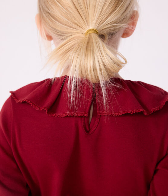 Camiseta infantil lisa de algodón de manga larga AMARANTE