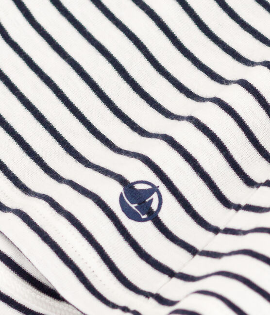 Camiseta La Icónica de algodón a rayas con cuello de pico para mujer blanco MARSHMALLOW/azul SMOKING