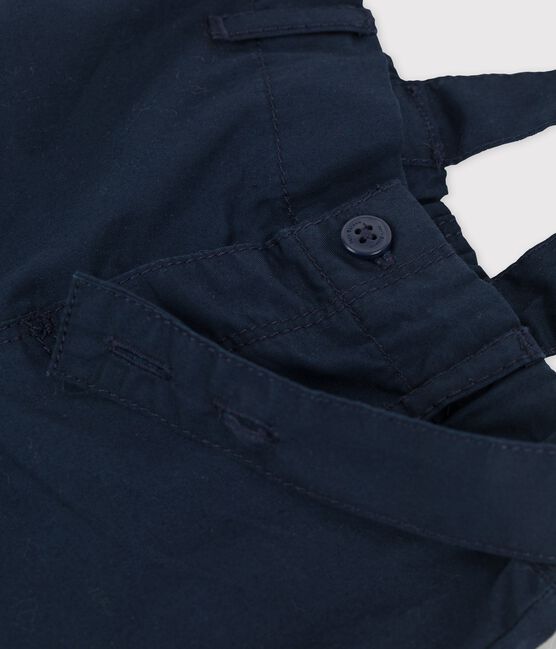Graciosos «shorts» con tirantes de sarga para bebé azul SMOKING