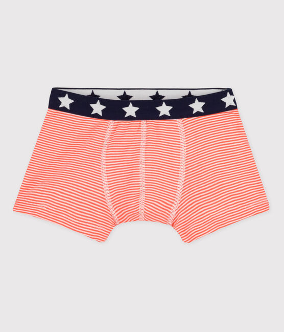Bóxer de algodón de niño naranja CORAL/blanco MARSHMALLOW