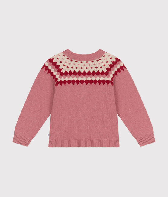 Cárdigan de jacquard de lana y algodón para niña rosa ROSEWOOD/ AVALANCHE