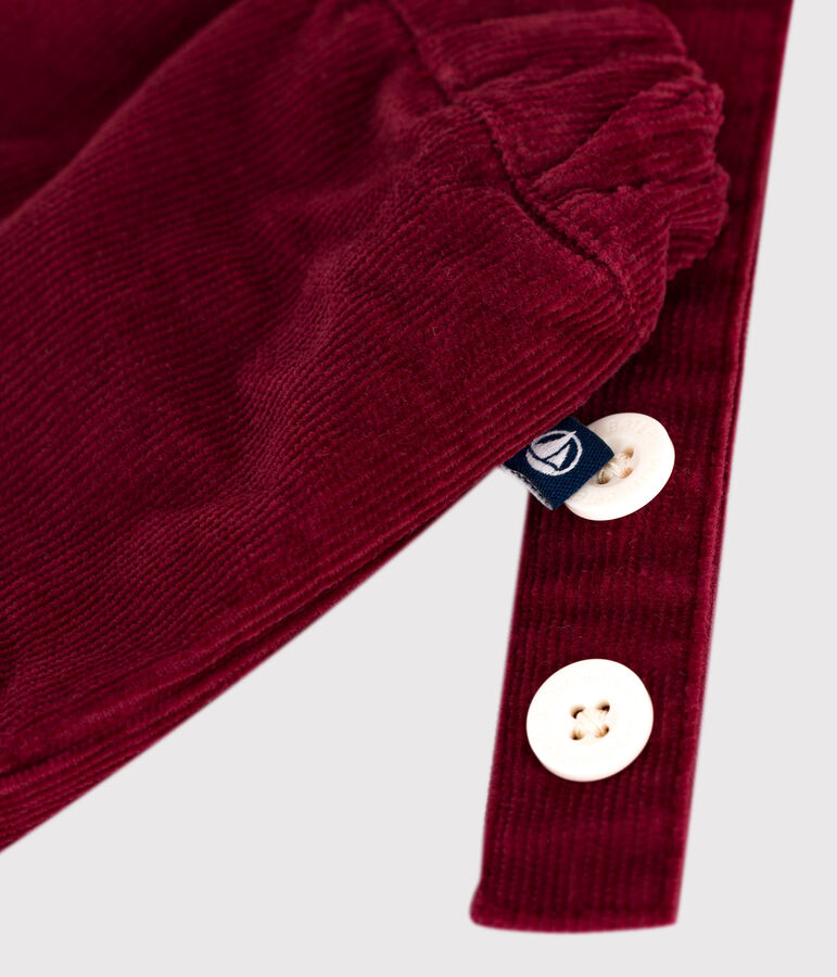 Shorts de pana lisa con tirantes para beb&eacute; rojo