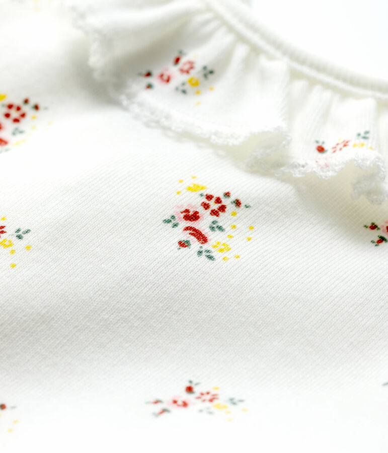 Bodi de manga corta con gorguera de beb&eacute; blanco/multicolor