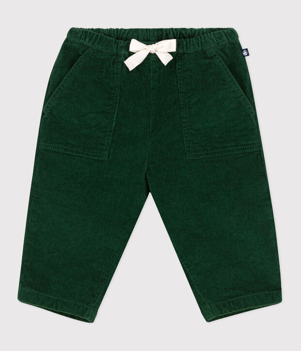 Pantal&oacute;n de pana lisa para beb&eacute; verde