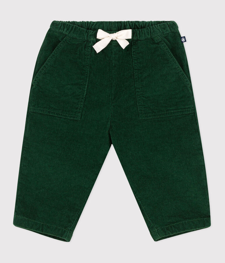Pantal&oacute;n de pana lisa para beb&eacute; verde