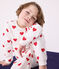 Pijama de punto con estampado de corazones para ni&ntilde;a blanco/rojo