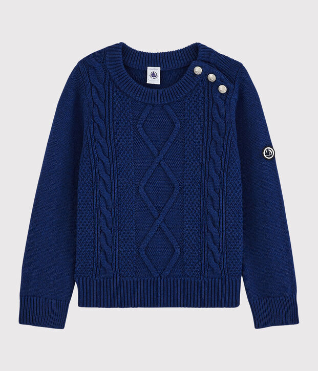 Jersey de lana y algod&oacute;n para ni&ntilde;o azul