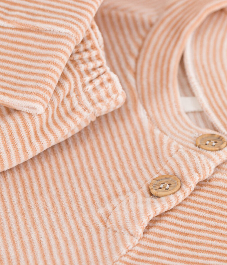 Conjunto de 2 piezas de beb&eacute; de terciopelo de algod&oacute;n beige/blanco