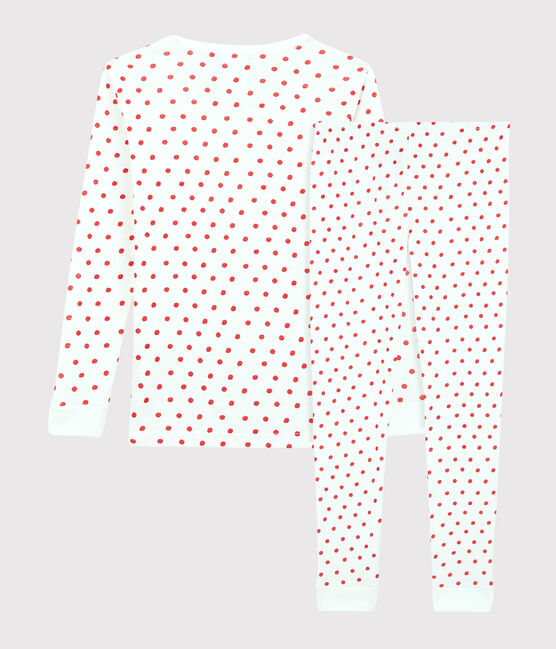 Pijama snugfit de París de algodón orgánico infantil unisex blanco MARSHMALLOW/rojo PEPS