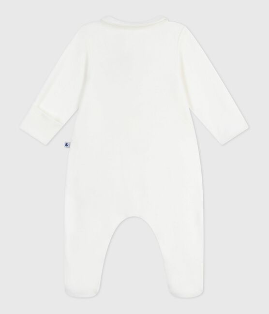 Pijama de terciopelo con cuello liso para bebé blanco MARSHMALLOW